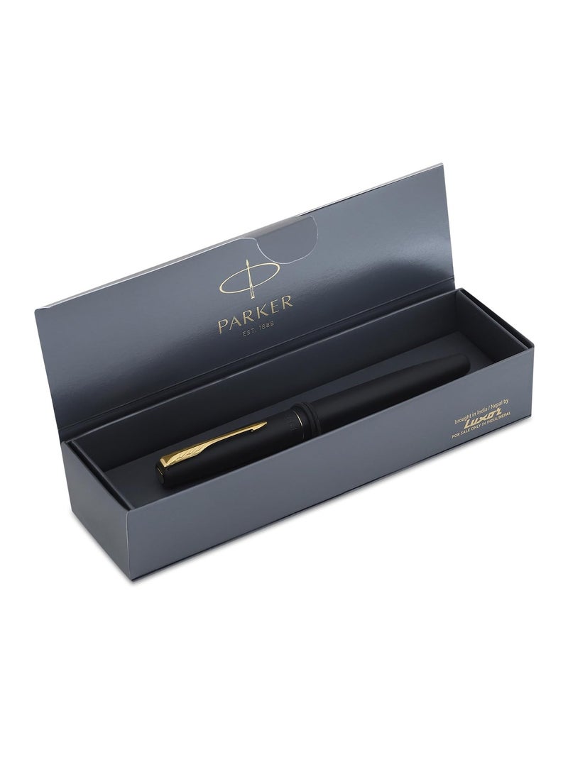 Parker Frontier Matte Black Gold Trim Fountain Pen | Perfect For Professional Use | Elite Pen For Corporate Purposes - Image 1